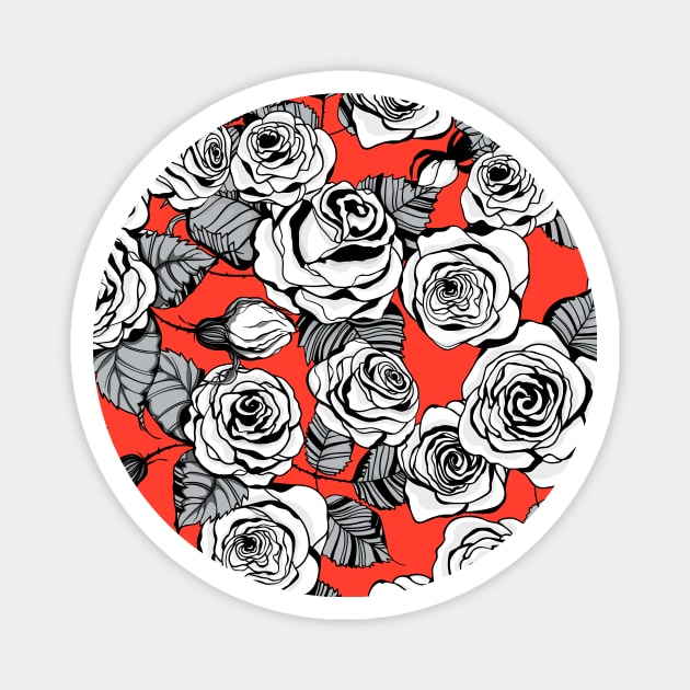 White roses pattern Magnet by katerinamk